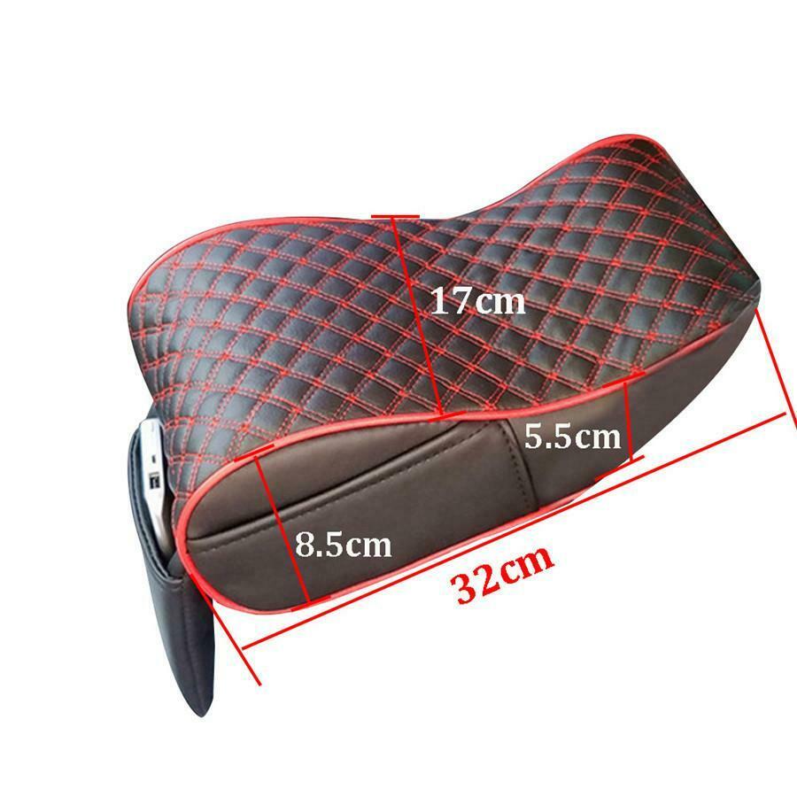Car SUV Armrest Box Mats Black & Red Plaid Styling High Grade PU Leather
