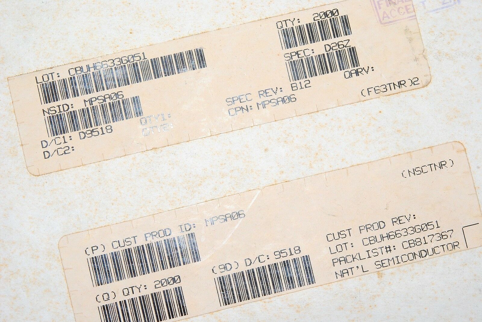 20pcs - NS MPSA06 NPN 0.625W 80V 0.5A Transistor - National Semiconductor