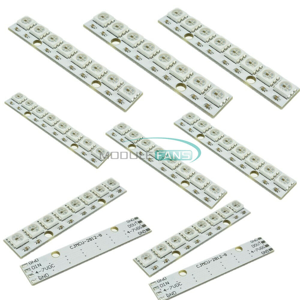 10PCS WS2812 WS2811 5050 RGB LED Lamp Panel Module 5V 8Bit Rainbow LED