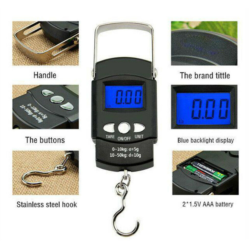 Digital Fishing Scale Portable Hanging Hook Electronic Fishing Luggage Weigher