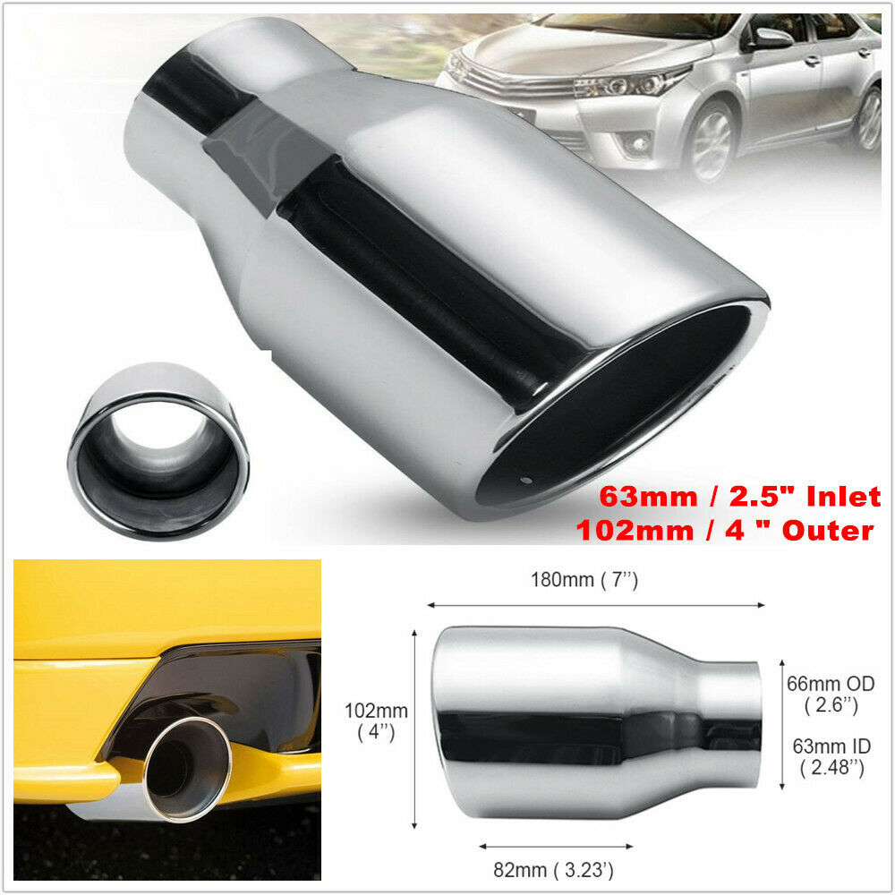 StainlessSteel Car Exhaust Pipe Muffler End Tips 63mm 2.5" Inlet 102mm 4" Outlet