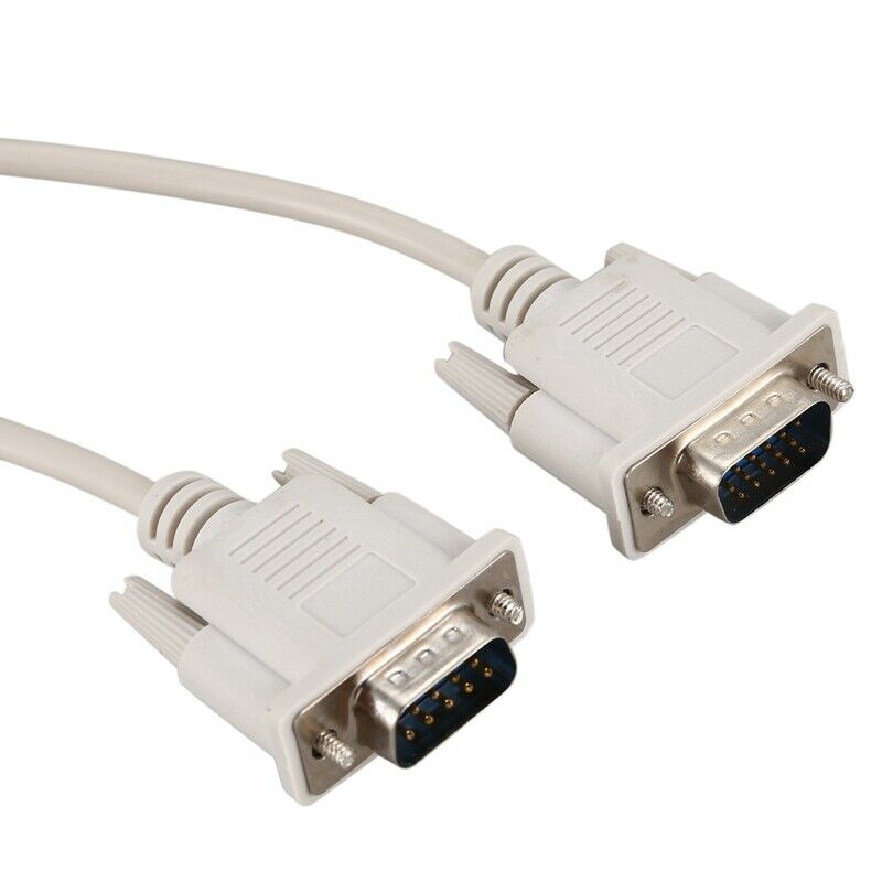 1.4M RS232 DB9 9 Pin Male to VGA Video 15 Pin Male Adapter Cable Light Gray N9Q8