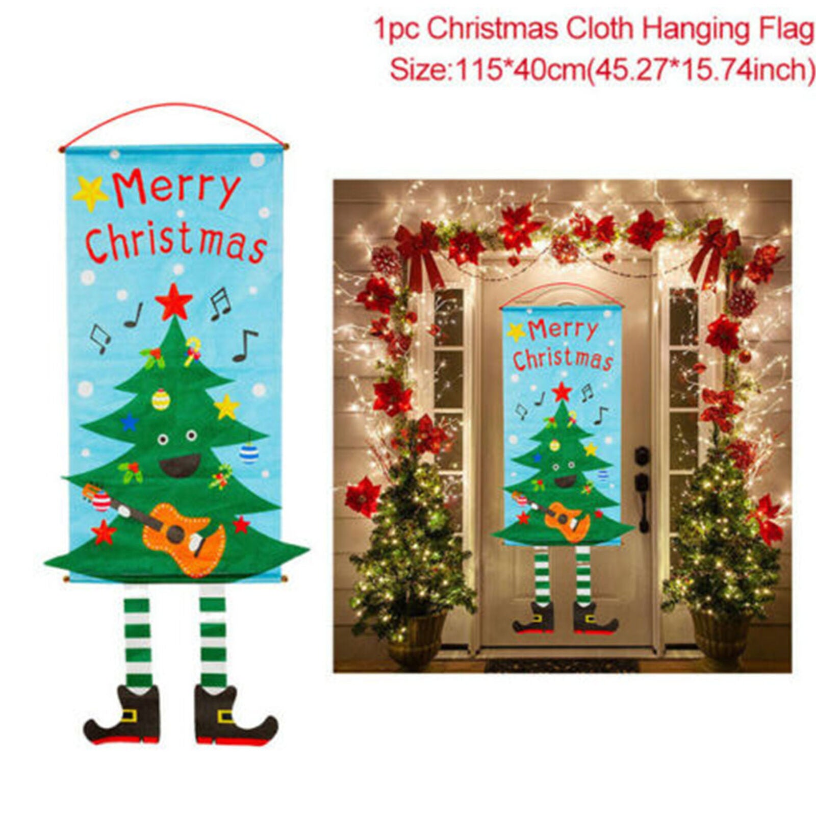 Merry Christmas Porch Banner Hanging Sign Home Xmas Party Decor Door Ornaments