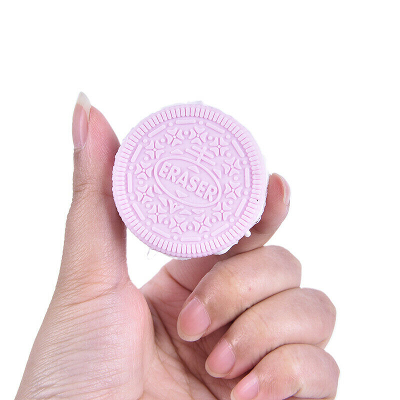 Cute Eraser Biscuit Cookie Modeling School Supplies Pink Blue Black Rubb.l8