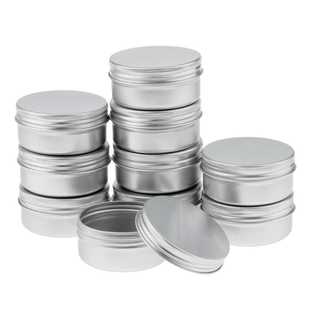 10pcs 50ml Empty Cosmetic Pots Lip Balm Container Jars Aluminum Balm Tins