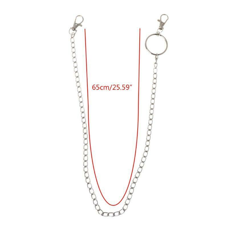 Long Metal Wallet Chain Leash Pant Jean Keychain Ring Clip Men's Hip Hop Jewelry