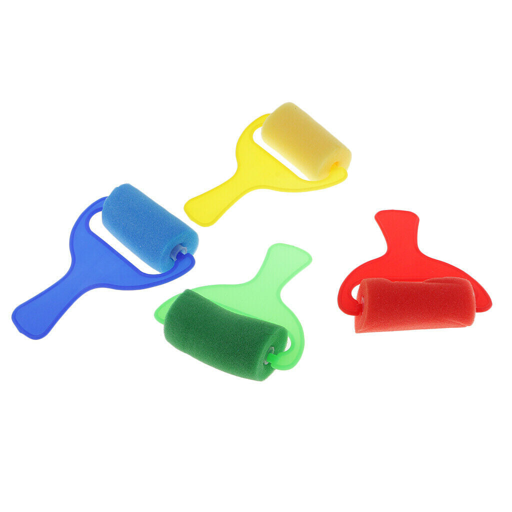 Set of 4pcs Sponge Brush Paint Roller Kid Art Craft Painting Drawing Tools
