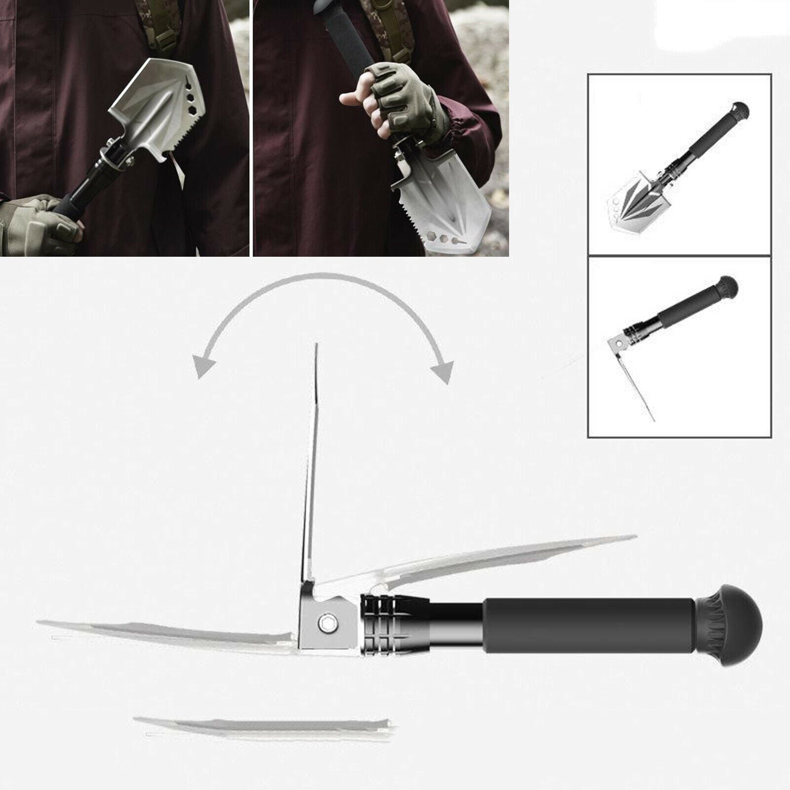 Folding Camping Shovel Survival Axe with Sponge Handle Digging Chipping