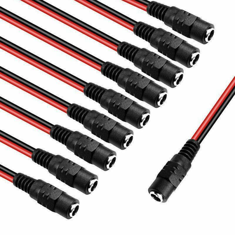10* 5.5 x 2.1mm Male & Female 12V DC Power Socket Jack Plug Connector Cable Wire