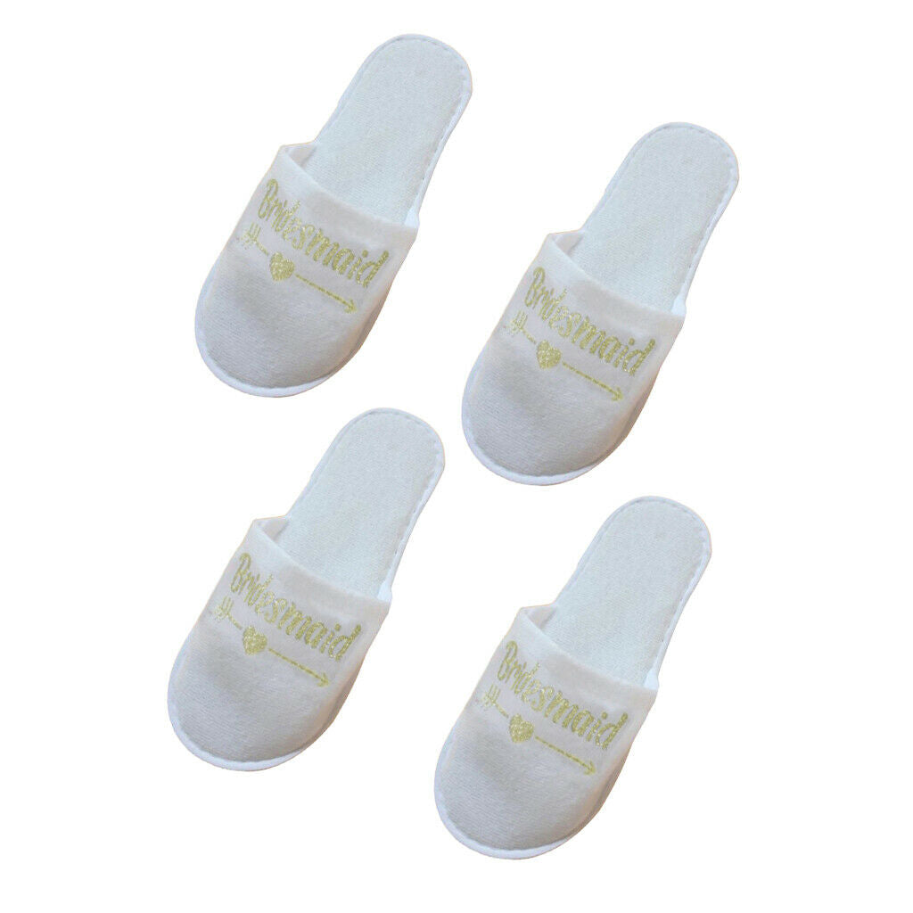 4Pair Lightweight Bridal Soft Bridesmaid Spa Disposable Home Guest Slippers