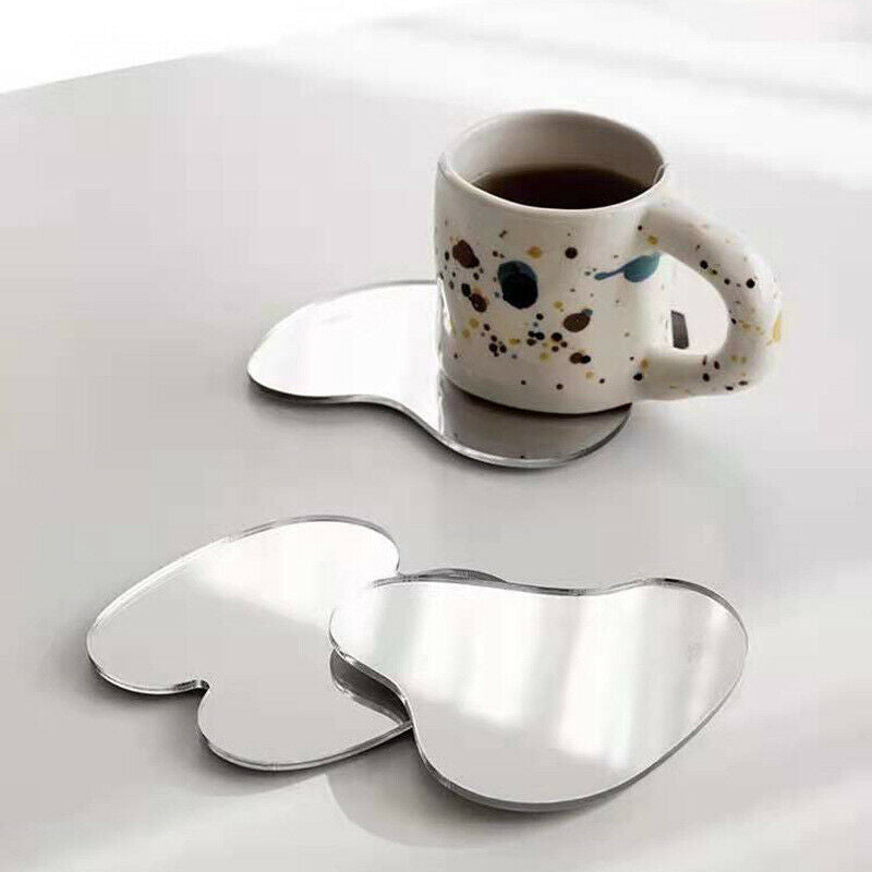 Nordic Acrylic Irregular Mirror Drink Coaster Set Heat Resistant Mat Cup  Gf SJ