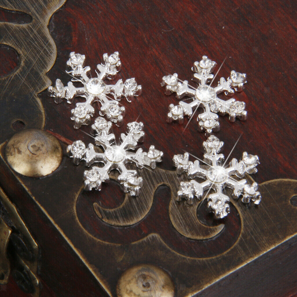 50x Crystal Snowflake Flatback Wedding Invitation Embellishment Buttons DIY 14mm
