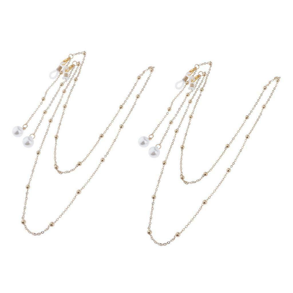 2 Packs Trendy Beaded Women Eyeglasses Chains Cord Retainer Spectacles Strap