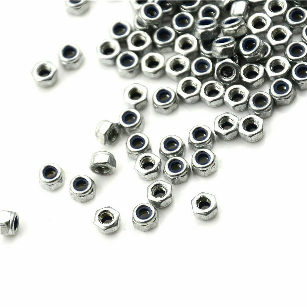 100pcs M3 x 0.5mm Stainless Steel Nylock Nylon Insert Hex Self-locking Nuts TEUS