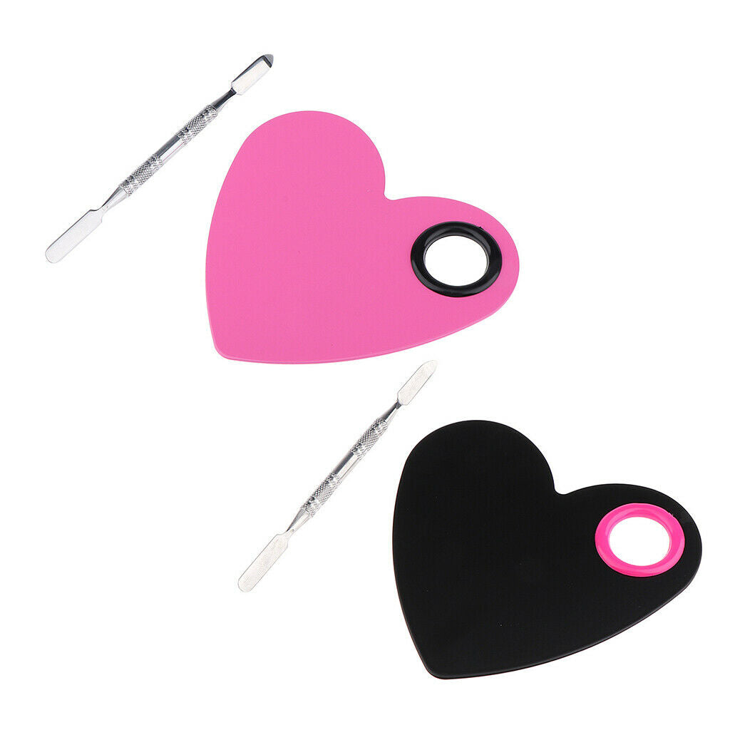 Pink & Black Lady Stainless Steel Cosmetic Makeup Palette Spatula Artist
