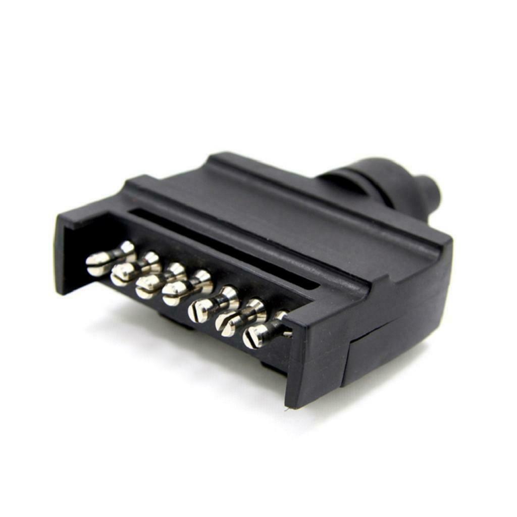 Pair of 7 Pin Flat Trailer Connectors + Male Female Plug for Caravan