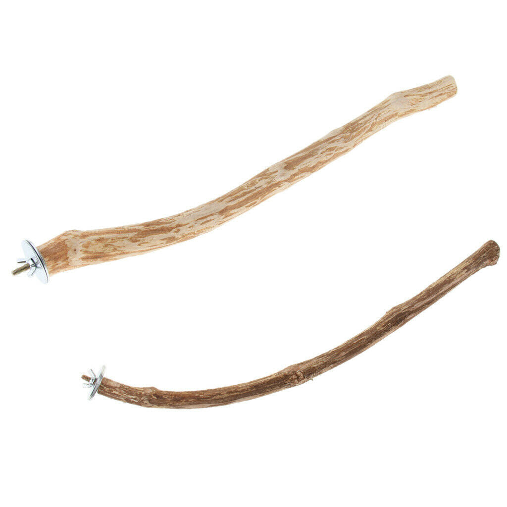 2x Bird Wood Perch Stand Parrots Grinding Nail Toys for Small to Large Birds
