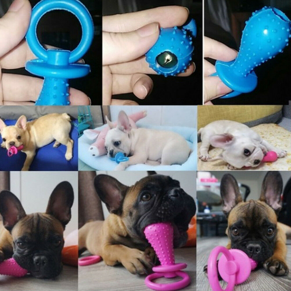 1pc pet chew bell rubber pacifier dog toys bite resistant clean teeth rand.l8