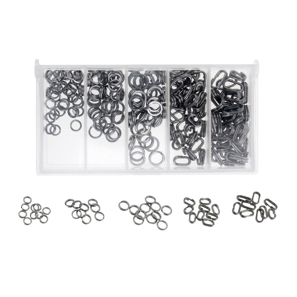 200 Pcs Stainless Steel Round Oval Split Ring Fishing Tool Line Connector