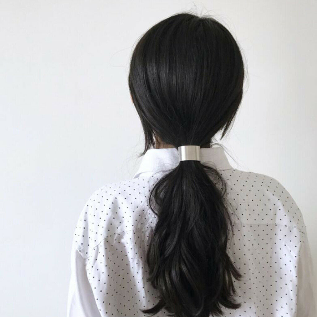 2Pack Metal Cuff Hair Rope Girls Hair Tie Ponytail Holder Headwear Bun Maker
