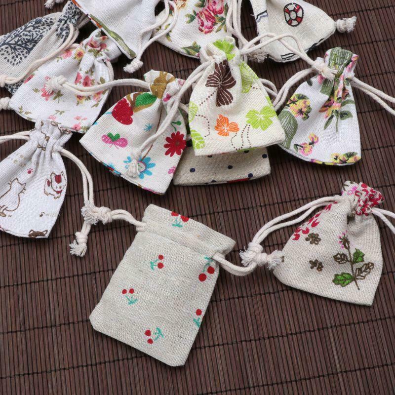1Pc Cotton Line Drawstring Pouches Candy Favor Holder Jewelry Party Gifts Bag