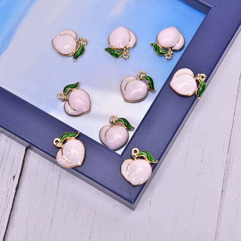 10x Fruit Peach Enamel Alloy Charms Pendant DIY Craft Jewelry Findings Gi.l8