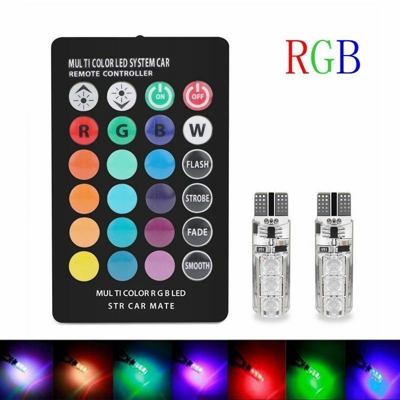 2x T10 5050 Remote Control Car Led Bulb 6 Smd Colorful W5w 501 Side Light Bulbs
