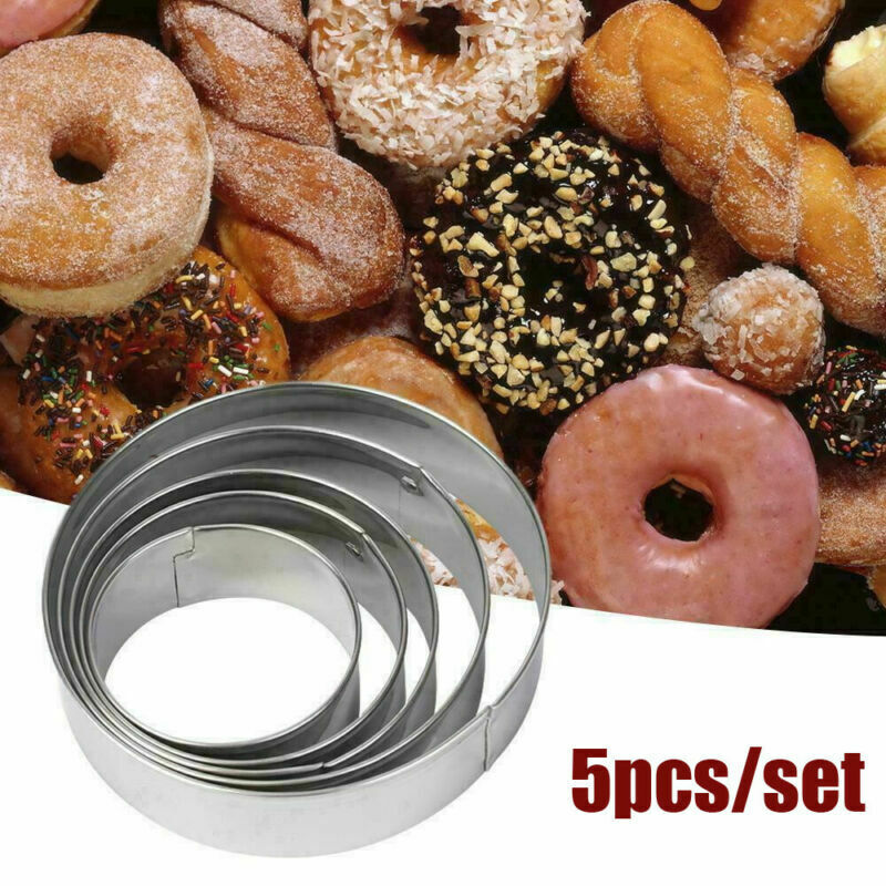 5pcs/Set Round Stainless Steel Cookie Cutters Biscuit DIY Baking Pastry Mold