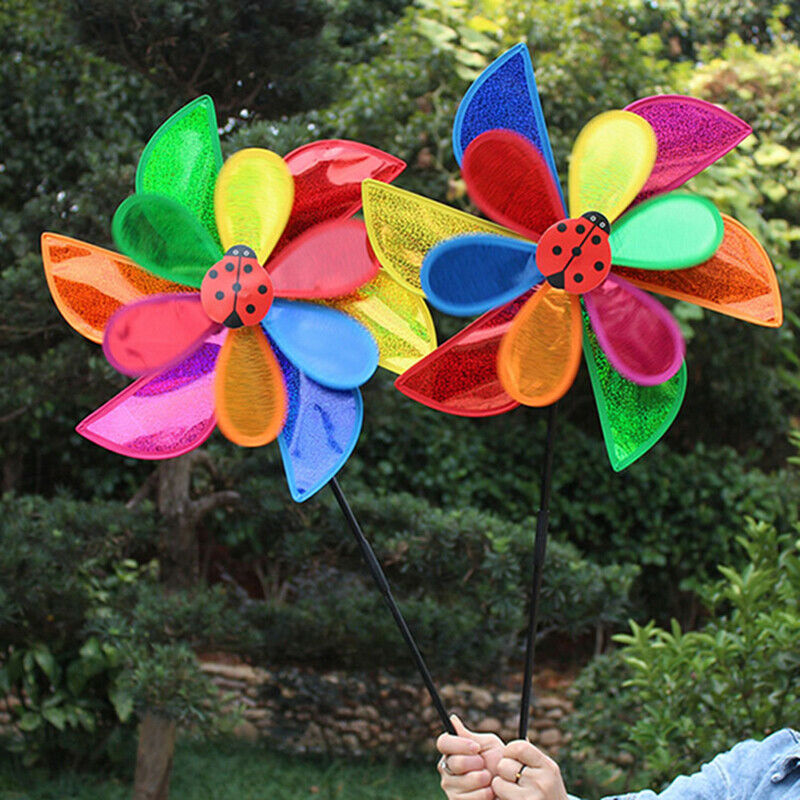 Double Layer Ladybug Windmill Wind Spinner Pinwheel Home Garden Yard Deco.l8