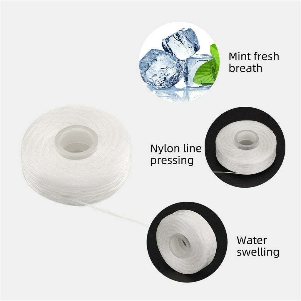 50m Mint Flavor Nylon Teeth Cleaning Floss Disposable Dental Flosser Cleaner