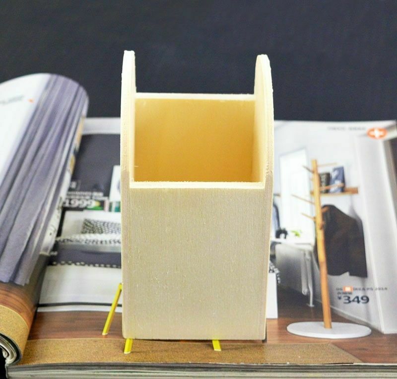 Wooden Semicircle Pencil Case Box Office Desk Accessories Pen Holder Organizer
