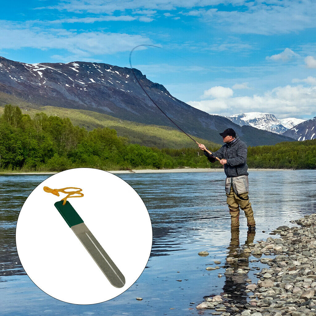 2 Side Fish Hook Sharpener Hunting Gear Fishing Accessory Tool with Lanyard