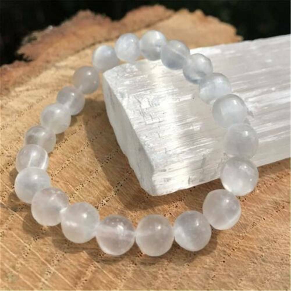 8mm Handmade Natural Selenite Mala Bracelet Spirituality Chakas Cuff Pray HOT