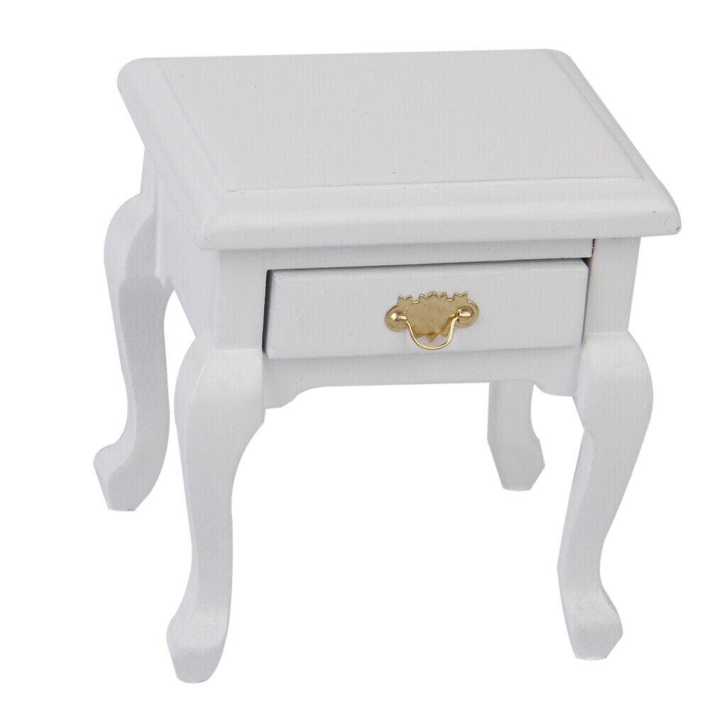 1:12 Scale Single Bed Floral Mattress Bedside Cabinet Furniture Accessory