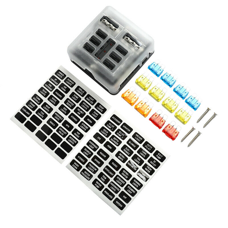 6 Way Fuse Box with screw Blade Fuses Holder Block Car Fuses Universal Fittm TH