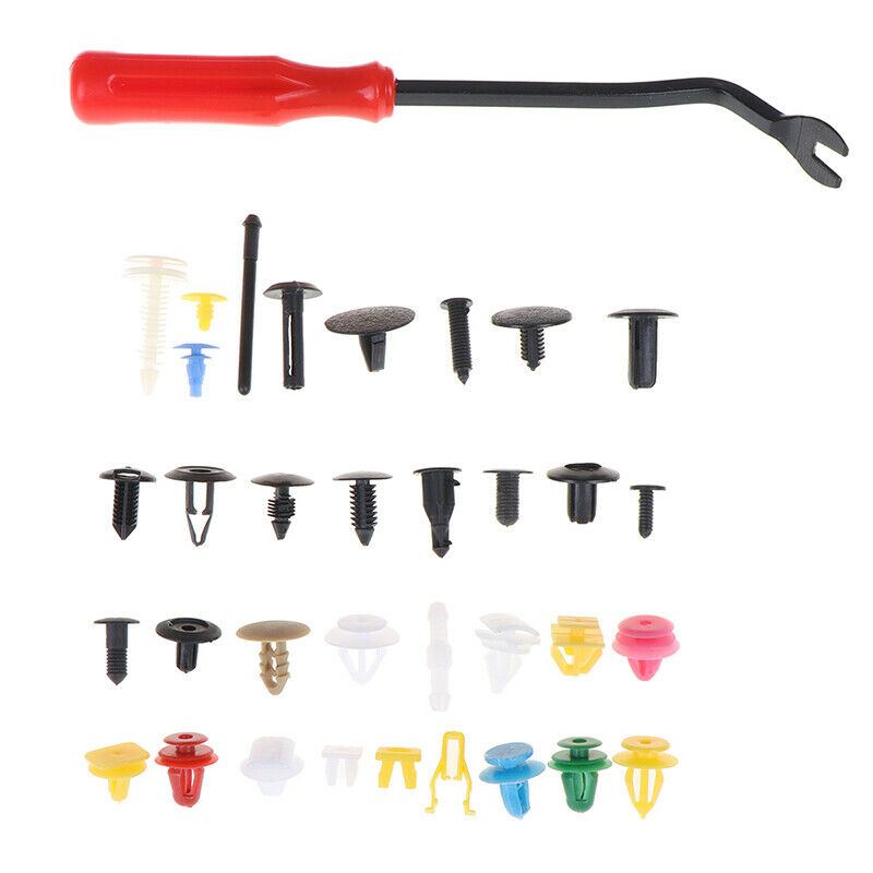 100Pcs Car door plastic mixed fastener clip bumper fender trim rivet with t_DD
