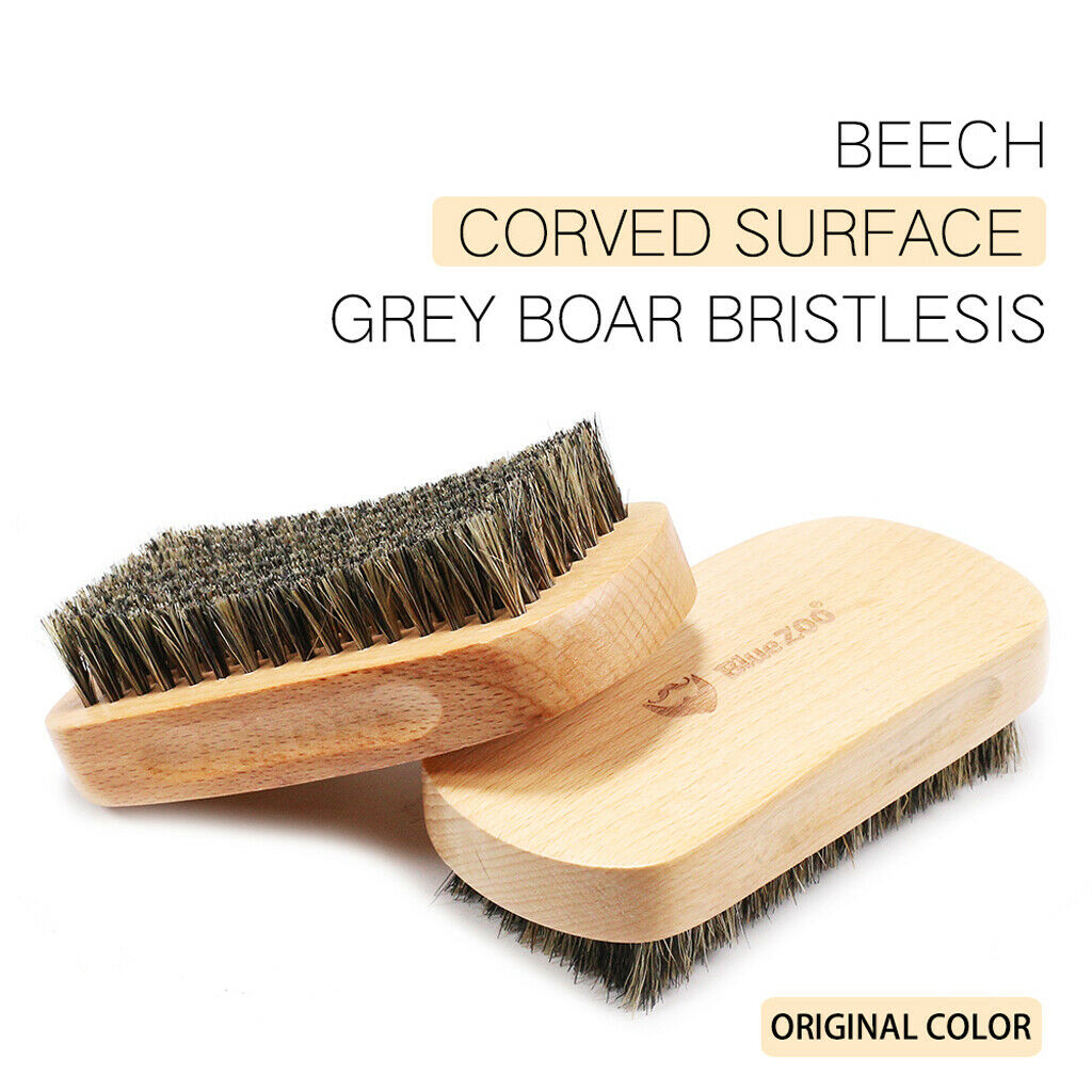 2 Piece Beard Mustache Facial Hair Grooming Brush for Men Barber Brown Wood