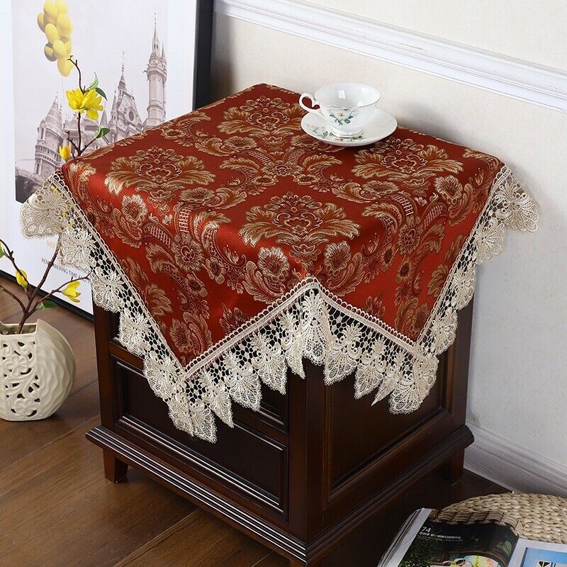 1X Chinese Lace Bedside Table Cloths Furniture Dust Covers Retro Room Decor Chic