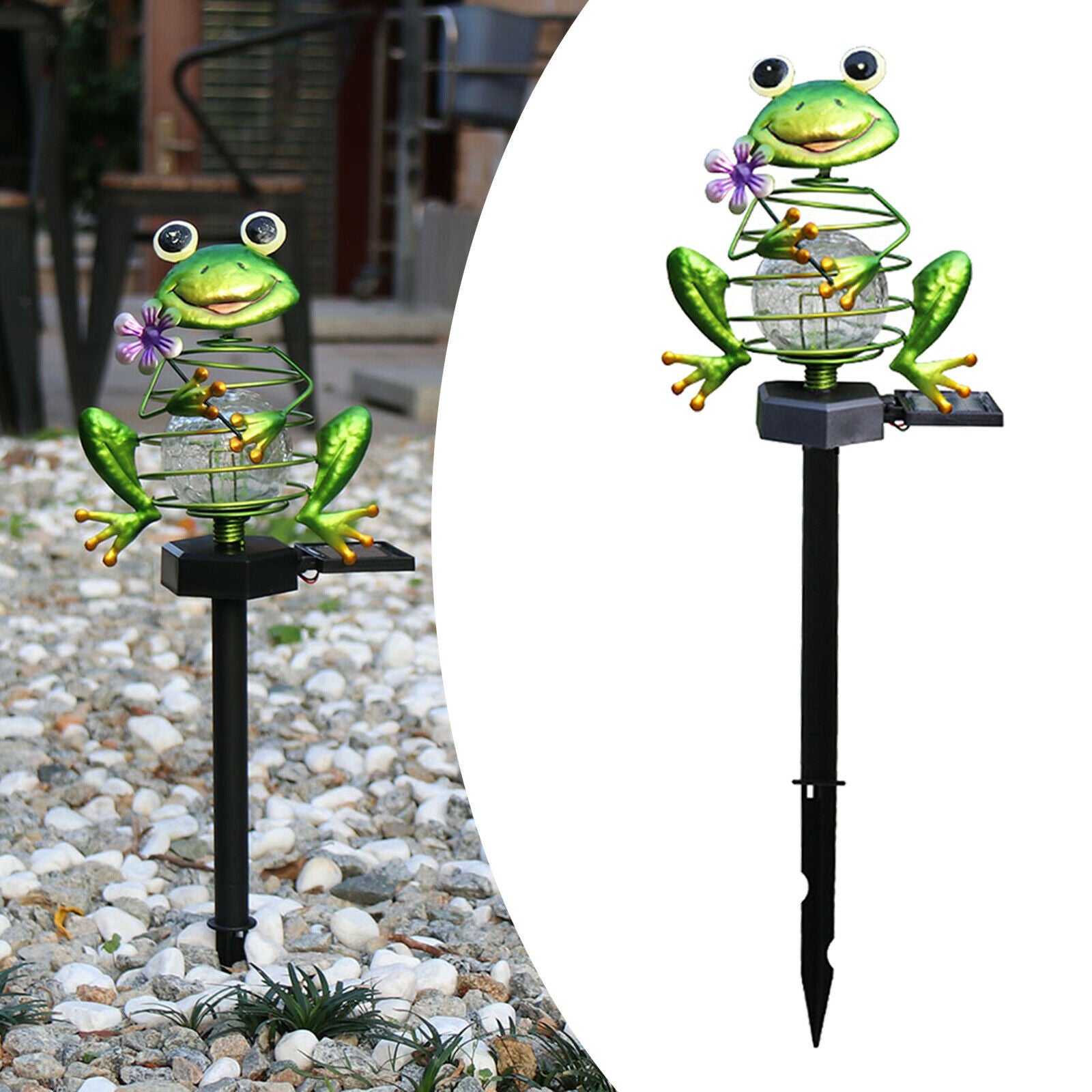 Iron Garden Solar Frog Lights Outdoor LED Landscape Lights Art for Courtyard