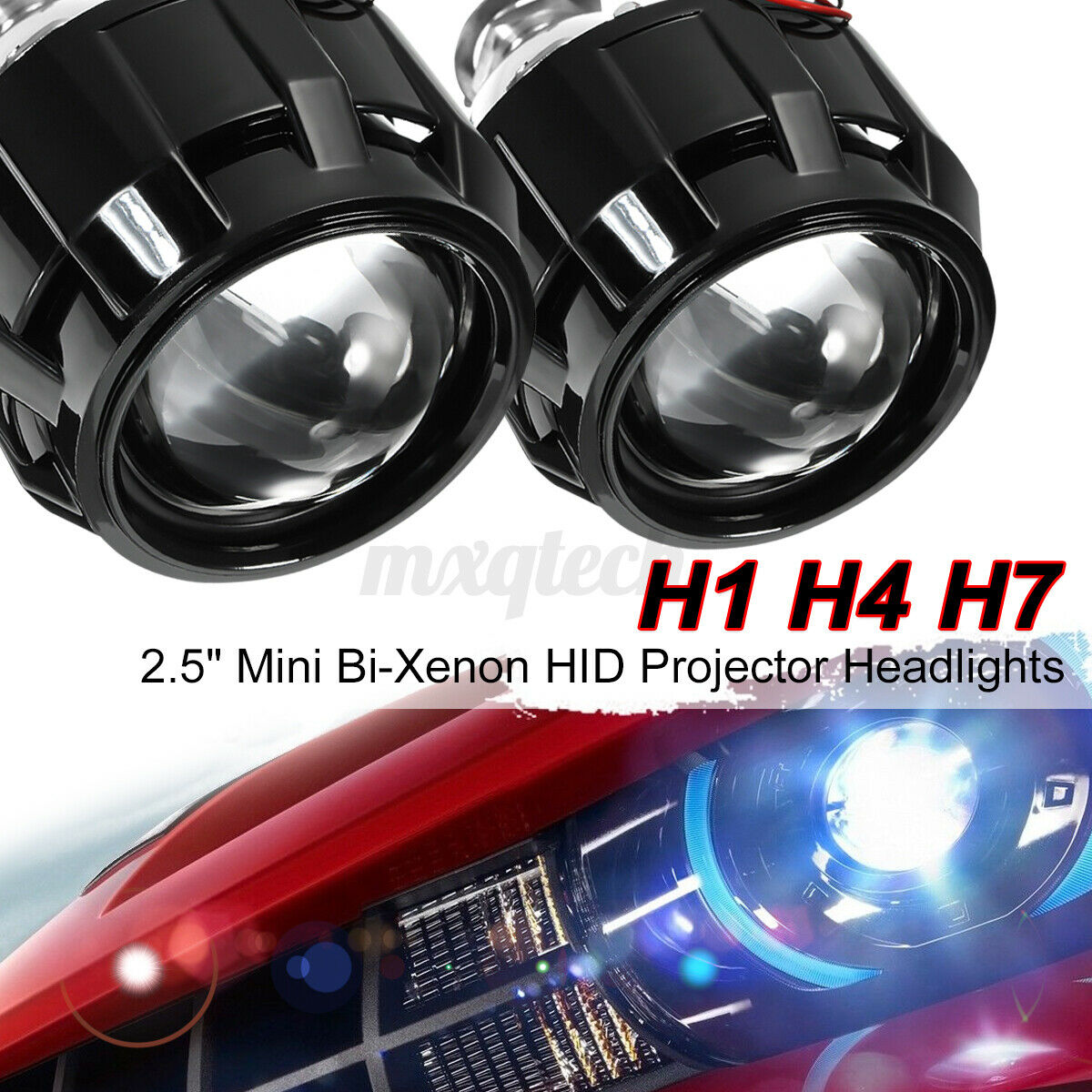 2.5'' HID Bi-xenon Projector lens Kit Headlamp Light Bulb Shroud H1 H4