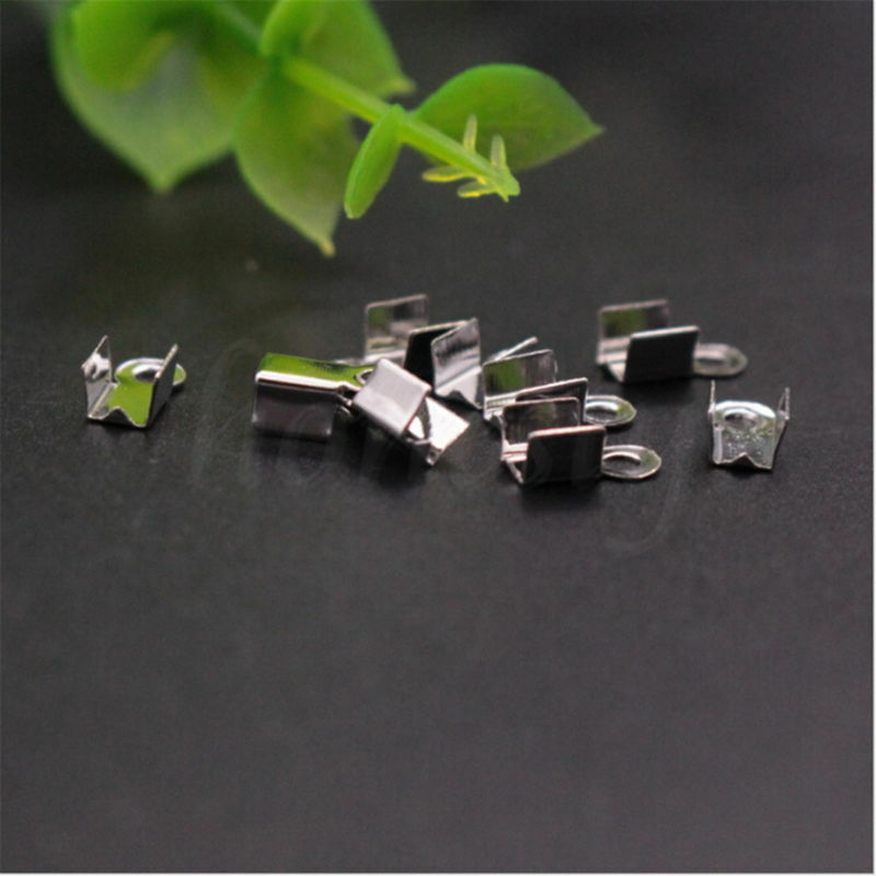 300X Folding Crimps Clamp Clip Connector Ends Cords For Leather Jewellery Craft