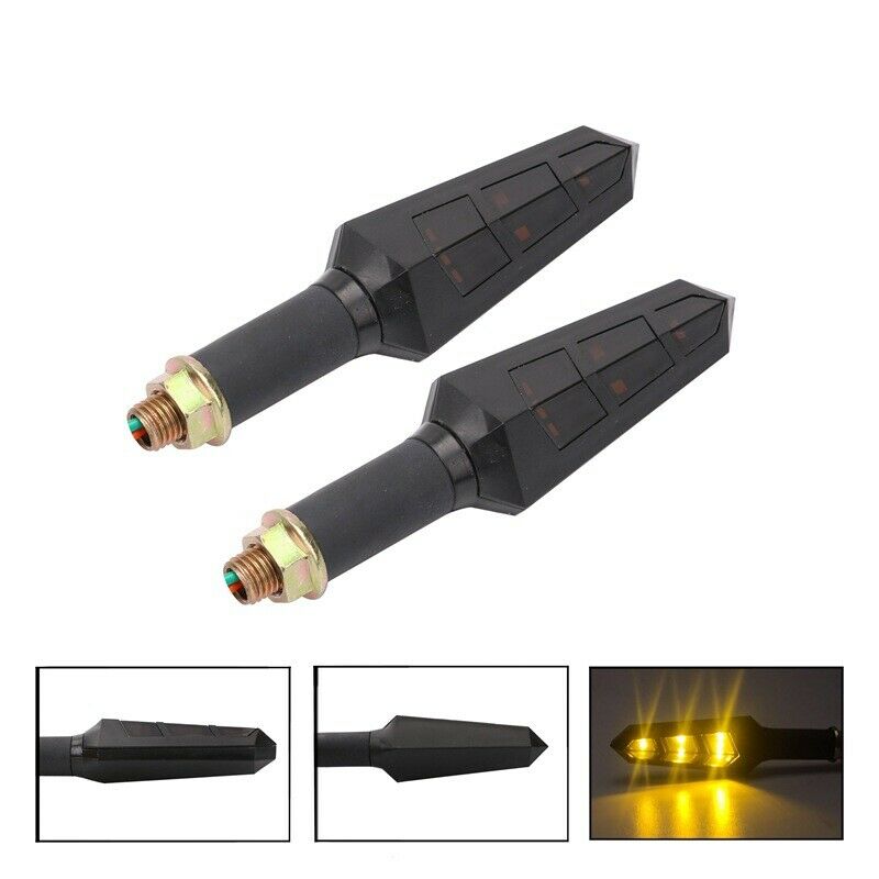 2Pcs Motorcycle Turn Signals LED Blinker Flowing Water Flashing Light Indicators