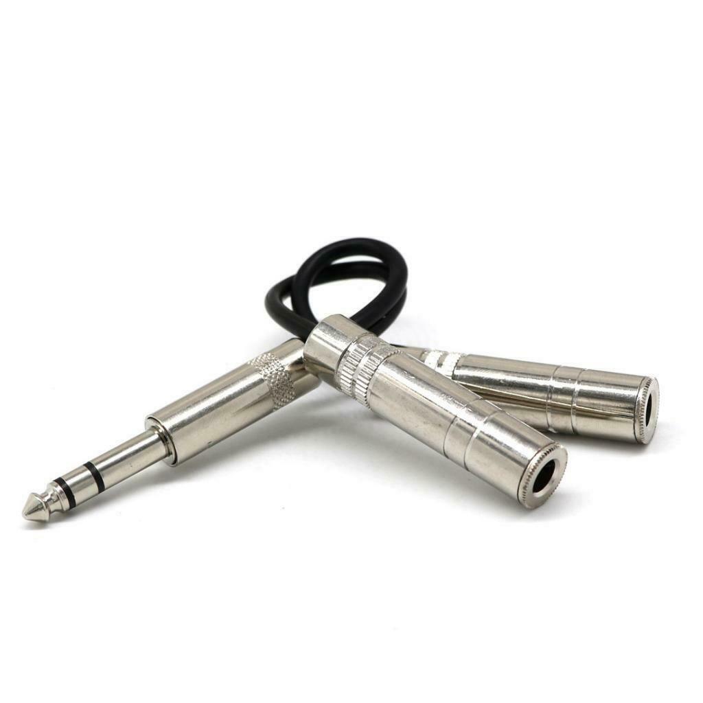 6.35mm Stereo Plug Male to Dual 6.35mm   Female Splitter Cable