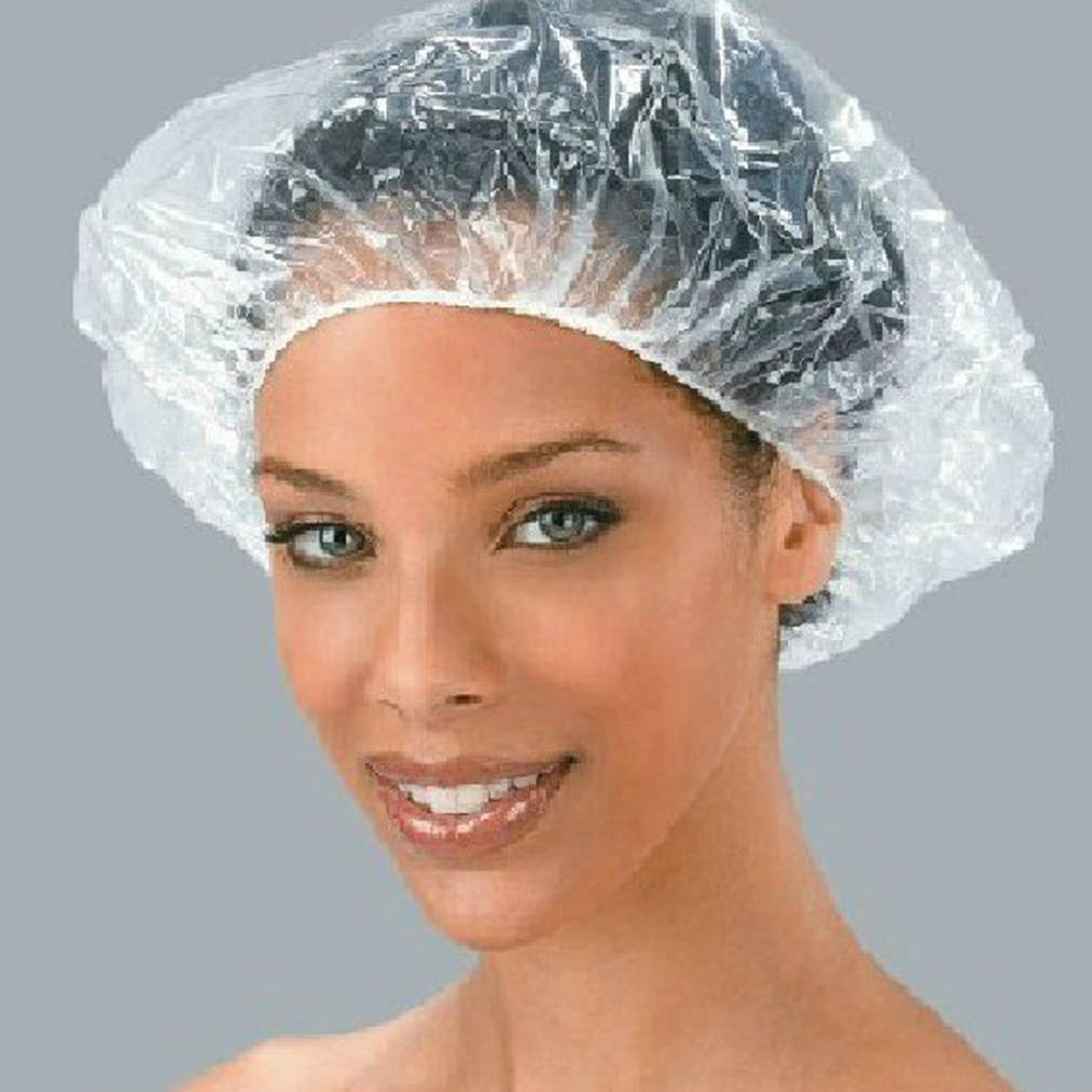 200pcs Disposable One-off Hotel Home Shower Bathing Clear Hair Elastic Cap Hats