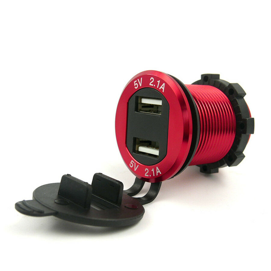 Waterproof Dual USB Charger Cigarette Lighter Power Socket LED Digital Voltmeter