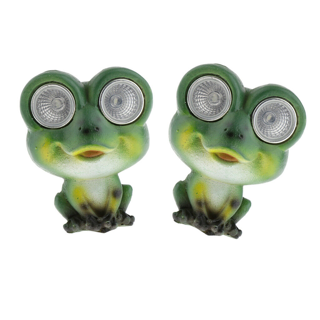 2pcs Solar Powered Garden Lights Frog Statue Lantern LED Path Lamp