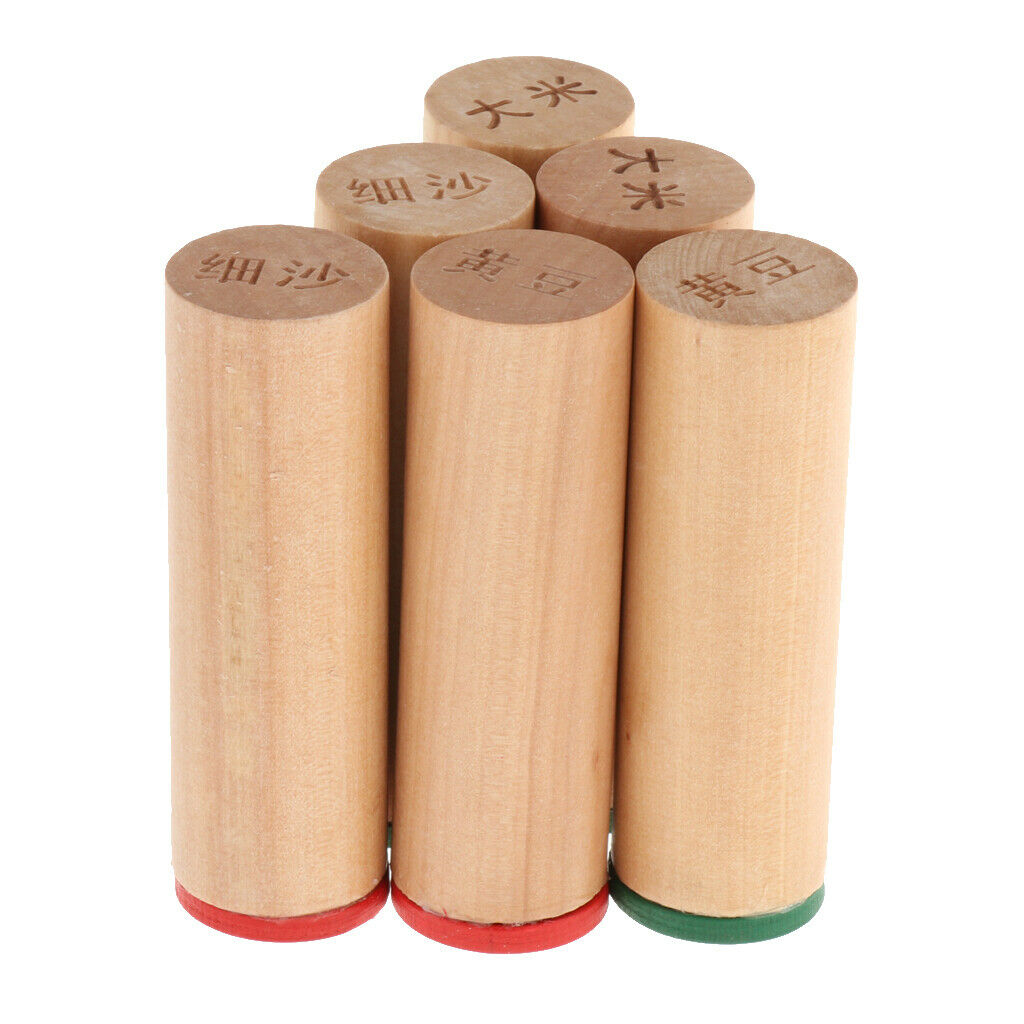 6pcs Wooden   Sensorial Auditory Training Material Sound Cylinders