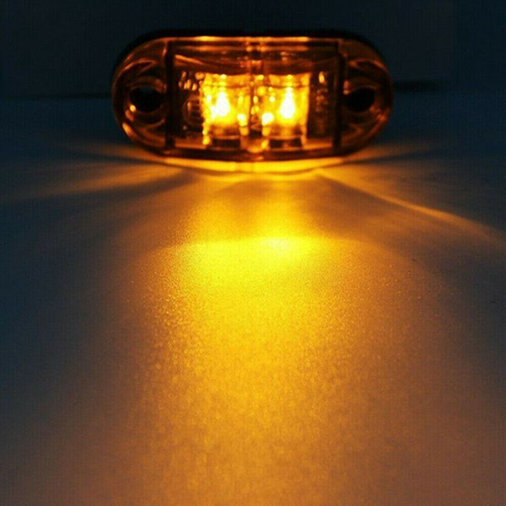 10pcs 12V 24VLed Side Marker Lights 2.5" Oval Amber Truck Clearance Side Lamp