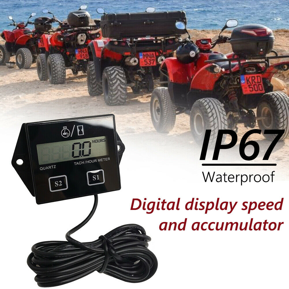 DJ-201 Digital Hour Tach Meter with LCD Display Tachometer for ATV UTV Boat