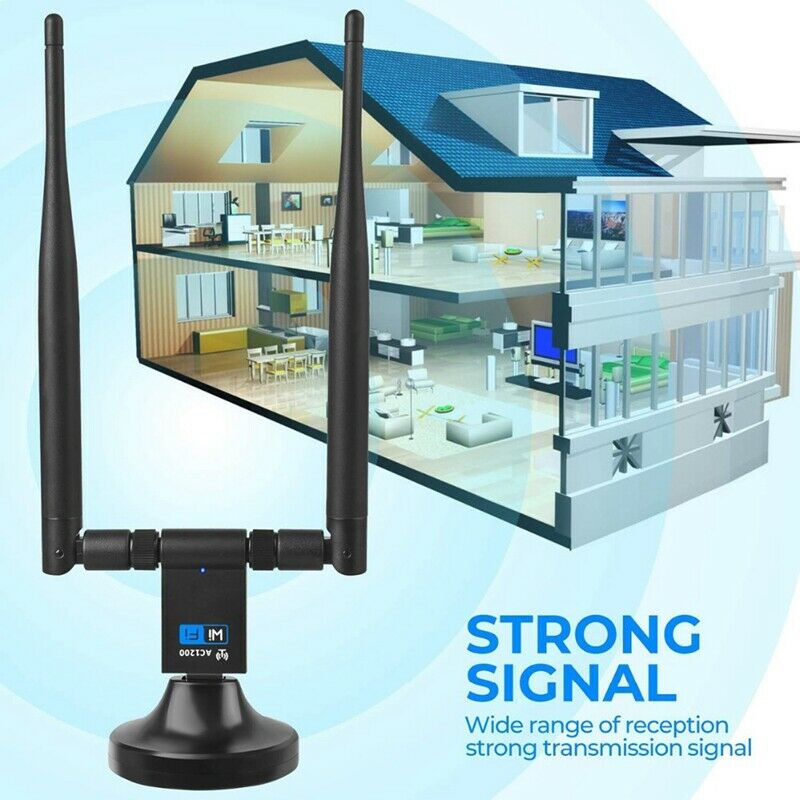 Wireless WiFi Adapter 1200Mbps USB3.0 Dongle 2.4G/5G Long Range Stable Sign I1V8